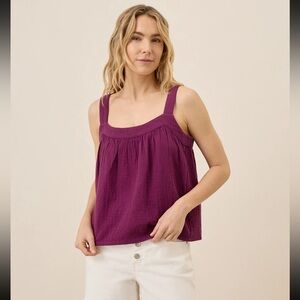 NWT Pact Organic Coastal Double Gauze Breezy Cami Top Sangria XS